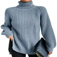 HAITE Women Pleteni džemperi Chunky Knit Jumper Tops Turtleneck džemper dame pulover svijetlo s dugim rukavima plavi xs