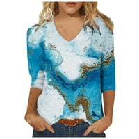 Frostluinai Womens Ljetni vrhovi Plus veličine vrhova rukavice za žene Okrugli izrez Loover pulover Comfy soft bluze Ležerne vrhove ispisa
