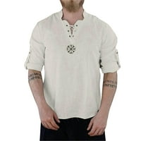 Košulje za muškarce Muška modna pamučna majica dugih rukava Solid boja etnička plaža Yoga Top Hawaiian