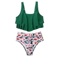 Daqian Womens kupaći kostim dame Dame Fashion cvijet Ispis Minimalistički rub Ženski prsluk Seksi kratkice kupaći kostim Ženski kupaći kostim Green 6