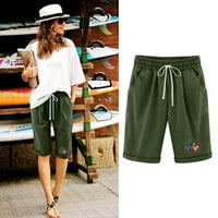 Dahyich ženska modna neovisnost Print Capris kratke hlače Army Green XL