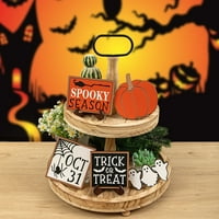 Halloween Relied ukras za ladicu - Noć vještica Drveni tablica, crni pauk paš ghost bundeve samostojeće