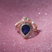 Prstenovi za tinejdžere Bright circon prsten okrugli plavi kameni nakit modni nakit angažirani prsten za žene