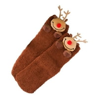 WAVSUF čarape za ženske klike Cleaniance Coral Fleece protiv klizanja Santa topla smeđu čarapu Size