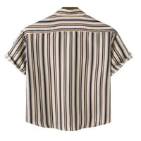 REJLUN muškarci vrhovi gumb dolje majica kratki rukav majica casual tee obična fit za odmor Khaki Stripe