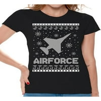 Neugodne stilove ružne božićne majice za žene Xmas Airforces majica