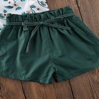Beqeuewll Toddler Baby Girls Ljetna odjeća Cvjetni vrhovi hlače Shorts Outfit