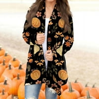 Ženska modna casual Halloween tiskana s dugim rukavima Srednjeg dijela kardigan jakna MULTICOLOR M