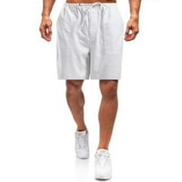 Justvh Muški čvrsti posteljina izvlačenja elastičnih džepova od struka Ljetne casual labave kratke hlače