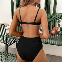 Kupaći kostim za underwire za žene Bikini visokog struka seksi seksi čvrsta kupaća kostim crna s