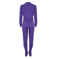 WAVSUF ženske setove plus veličine dugih rukava i hlača Pulover Pulover Purple Purple Dukseri veličine