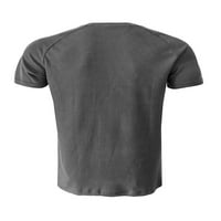 Niveer muns majica kratki rukav ljetni vrhovi Henley ovratnika T majice modni pulover dolje bluza tamno siva 2xl