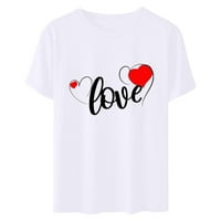 Valentinovo Grafička majica Love Heart Print Majica Crew Crt Lable Fit T majica Casual pulover bluzu