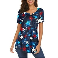 Ljetni vrhovi za žene američke majice zastava 4. srpnja za nošenje s namirnicama Ljetni kratki rukav,