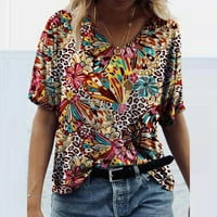Susanny Wemens Plus Veličina Tunnic T košulje s kratkim rukavima V majice za žene Grafički čišćenje