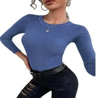 Ženski dugim rukavima pleteni džemper Jumper Slim Tops Apricot XL