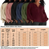 Žene vrhovi pune boje TEE V izrez T Majica Comfy tunika Bluza Dnendawer Majica Apricot 4xl