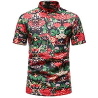Tking modni muški štand kratka casual majica Havajska stil plaže Kratki rukav Geometrijska cvijeća cvijeća