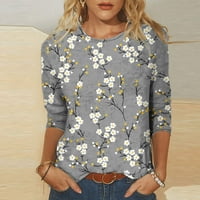 Ljetni vrhovi za žene Trendne majice za rukav za ženska majica Losovitni fit cvjetni uzorak casual pulover