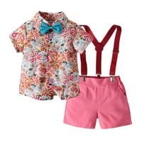 TODDLER Baby Boy Summer Hotsores Set Print Short rukav dolje Majica Top remen Hots Gentremen Outfit