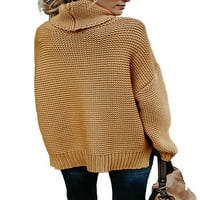 Ženski božićni zimski termalni čvrsti kolutni vrat dugih rukava pletene pulover džempere