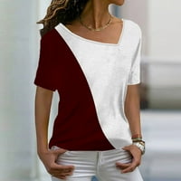 Cyzz Celler ženska modna modna ležerna temperament V-izrez Labavi geometrijski print Majica kratkih