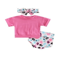 Bagilaanoe Toddler Baby Girl Easter Outfits Majica kratkih rukava + zeko s kratkim hlačama + trake za