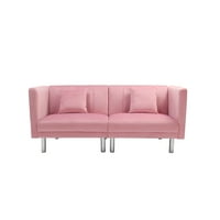 Bornmio Futon Sofa spavaće za spavanje ružičaste baršunalne metalne noge