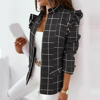 Ženska poslovna odjeća Plaid tiskani tipka s dugim rukavima za mršavljenje Cardigan kaput jakna