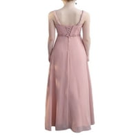 Glookwis Ladies Maxi haljine V izrez duga haljina od pune boje Ljeto plaža Sundress party kaftan s ramena