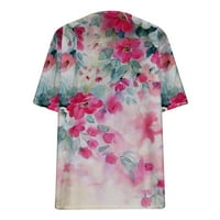 Ženski vintage Fancy cvjetni print Top i bluza V izrez kratkih rukava Slatka casual labavo utočana tunika