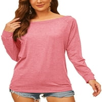 Luxplum dame majica s dugim rukavima majica s ramena TEE CREW vrat pulover Sport tunika Bluza Pink XL