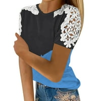Ljetna čipka Dizajn kratkih rukava s kratkim rukavima V izrez Majica Dressy Raglan Stitchting Usredne