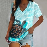 Sastavica odjeće Ljetna bluza za žene Sea Turtle Ispisana slobodno vrijeme Vreći Vranje kratkih rukava