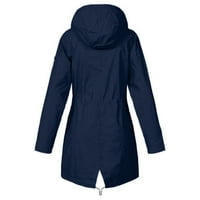 Jacenvly Rain kaput za ženu Vodootporni vjetrootporni džep sa kapuljačom ženske mine jakne lagani topli