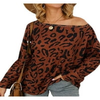 Ženska ležerna majica Leopard s dugim rukavima plus veličina vrećice