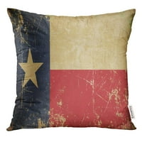 Crvena teksaška Grunge of Rusty ogrebotina Sepia Starovna teksanska zastava Vintage jastuk jastučnice