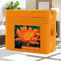 Jastučnice- 3-komade bez bora od 2 komada jastučnice, kraljevske veličine - Chrysanthemum-narandžasta
