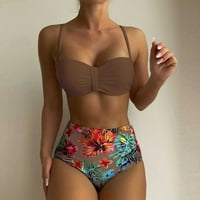 Kupaći kostimi za žene, ženska moda odvojeni seksi bikini sa grudnjacima bez čelika kupaći kostim kava