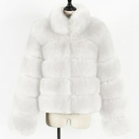 Zimski kaputi za žene čvrste jakne sa čvrstim bojama štand ovratnik plišana jakna Fau krzno kratak kaput