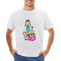 Super djevojka muške grafičke majice Vintage kratki rukav Sport Tee White-Super Girl XS