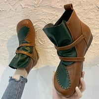 Radne čizme za žene Vintage spajanje okrugli nožni prste plus baršunaste kratke cipele cipele cipele