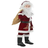 Božićni unise Santa Claus Cosplay Party Fancy odijela Top + hlače + brada + kaiš + šešir Xmas Odrasli rekviziti