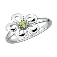 Zeleni peridot cvjetni prsten karat u srebru sterlinga