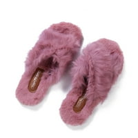 Xiaoluokaixin ženske ležerne papuče Otvori nožni fluffy Fuffy Fur papuče protiv klizanja cipele