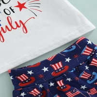Gureui Toddler Djevojke Djevojke Dan nezavisnosti Trodijelno odijelo, START STAR PRINT majica kratkih