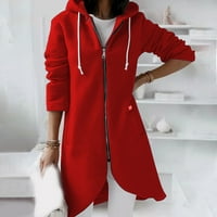 HFYIHGF Plus veličine kaputi za žene Trendy zip up kapuljač kapuljača sa kapuljačom pune boje duga duks