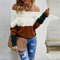 Rovga Womens Dukseri ženska ležerna čvrsta boja koja odgovaraju s ramena džemperi prevelizirani pulover