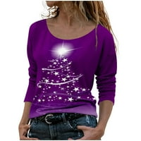 Ženska majica, majica okruglog vrata Žene dugih rukava majica Ženska casual moda Božićni tisak Dugi