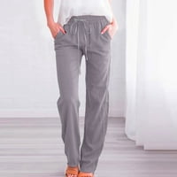 Teretne hlače Žene visoke struk široke noge Ležerne prilike elastične pantalone udobne ravne duge sa